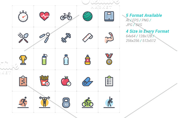 50 Sport & Fitness Full-Color Icon in Sports Icons - product preview 2