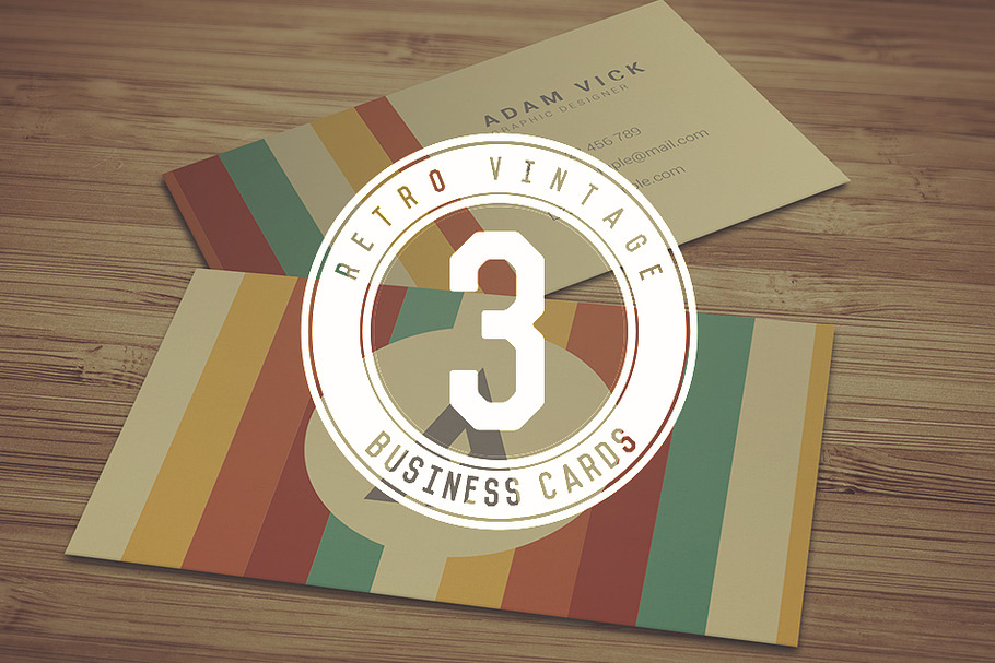 3 Retro Vintage Business Cards in Business Card Templates - product preview 8