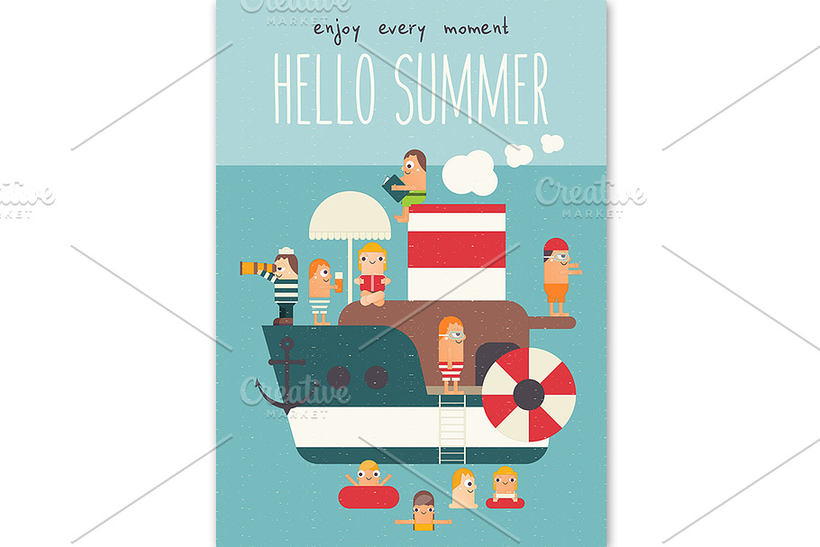 Boat with Tourists Poster in Illustrations - product preview 8