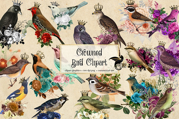 Crowned Bird Clipart
