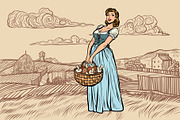village woman with a basket of
