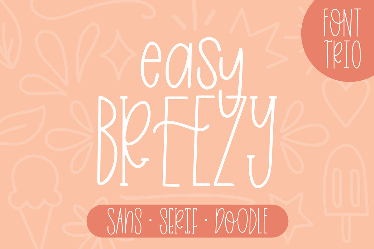 Easy Breezy Trio, Sans Serif Doodle in Sans-Serif Fonts - product preview 8