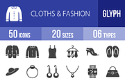 50 Clothes & Fashion Glyph Icons