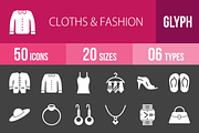 50 Clothes & Fashion Glyph Inverted