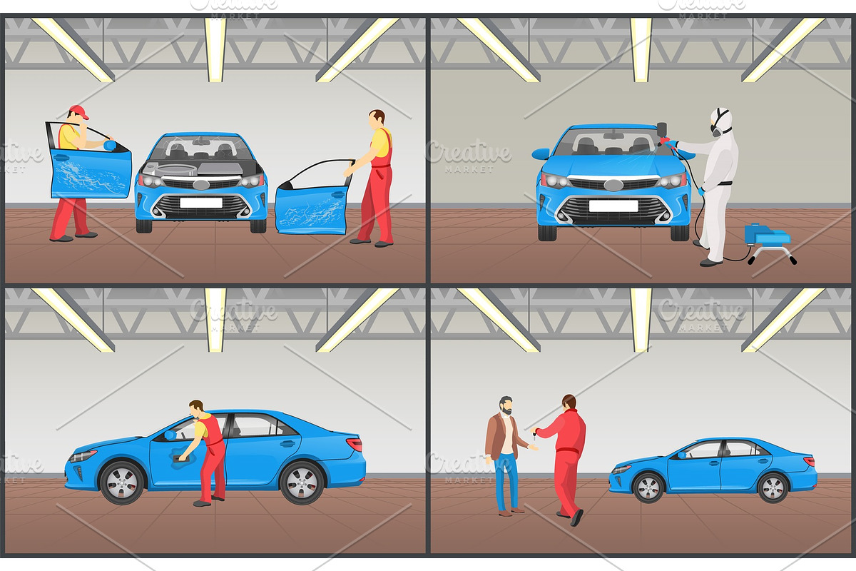 Car Maintenance Service Set Vector in Illustrations - product preview 8