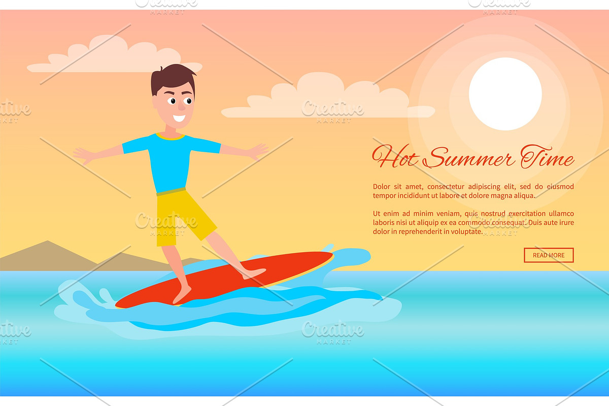 Hot Summer Time Surfing Sport in Illustrations - product preview 8