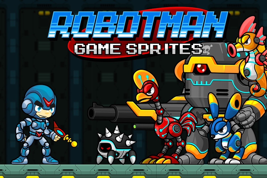 Robotman Game Sprites in Illustrations - product preview 8