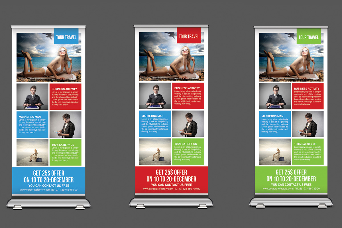 Tour Travel Roll-Up Banner Psd in Flyer Templates - product preview 8