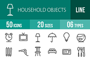 50 Household Objects Line Icons