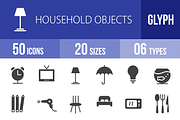 50 Household Objects Glyph Icons