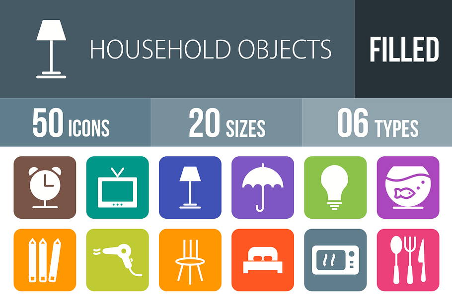 50 Household Objects Round Corner in Graphics - product preview 8