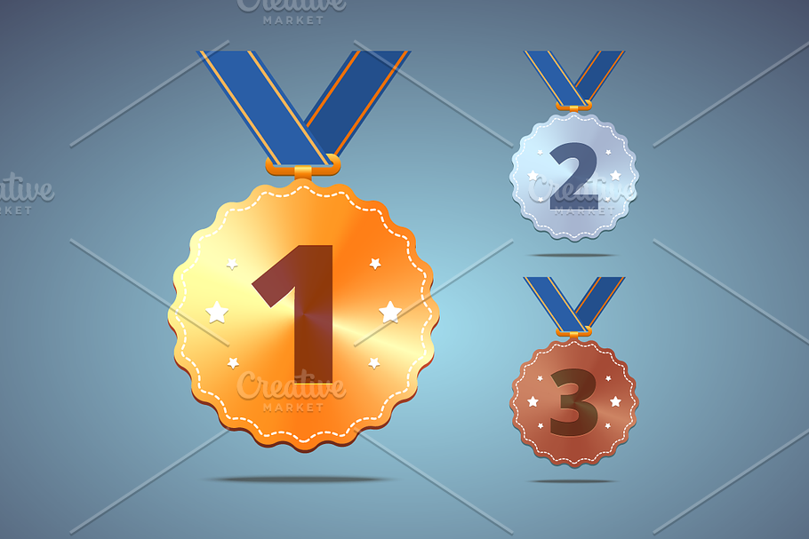 Gold, silver and bronze medals in Illustrations - product preview 8