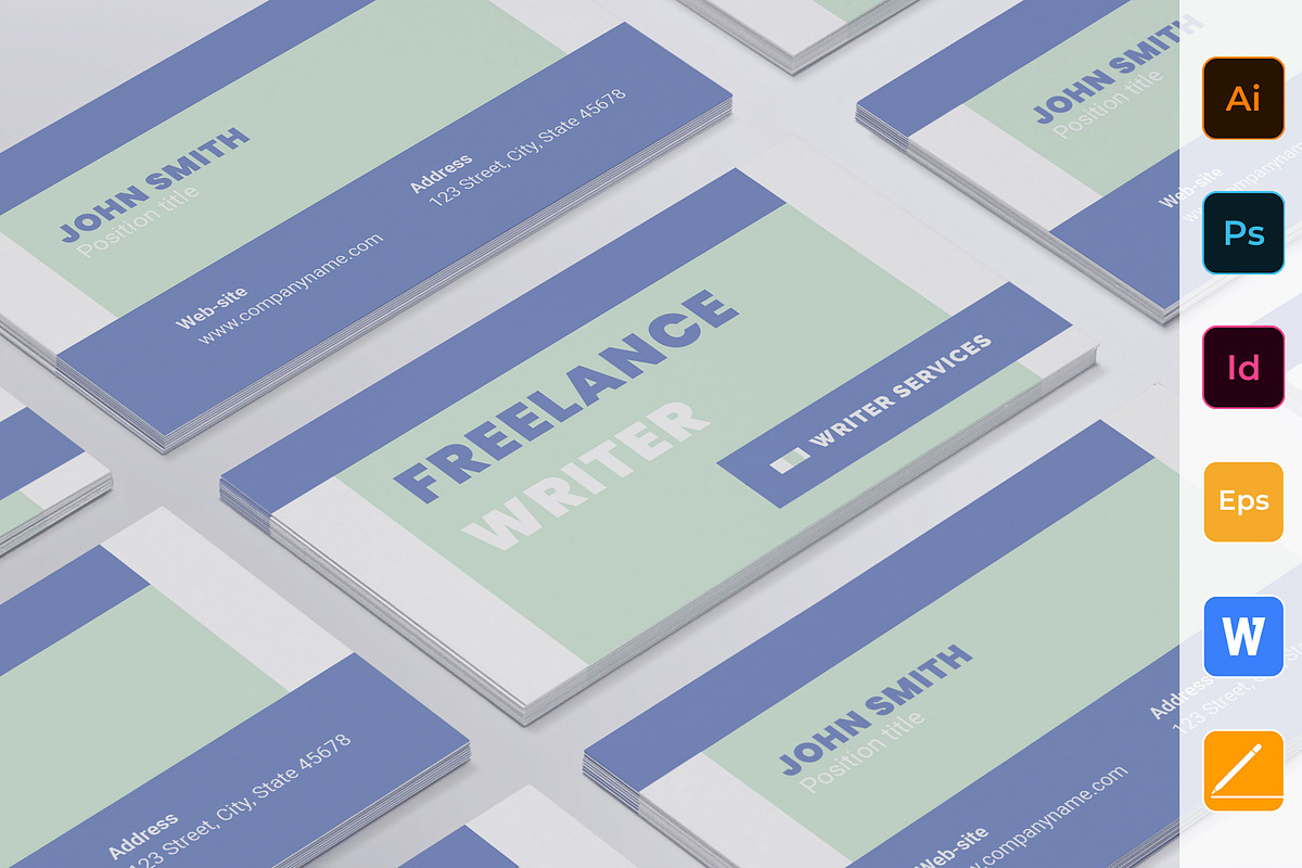 Freelance Writer Business Card in Business Card Templates - product preview 8