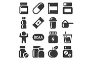 Sport Supplements Icons Set. Fitness