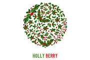Holly berries pattern vector