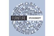 Furniture pattern vector furnishings