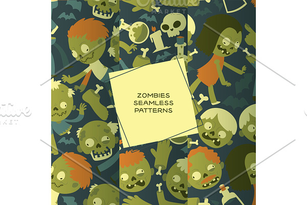 Cartoon zombie vector seamless