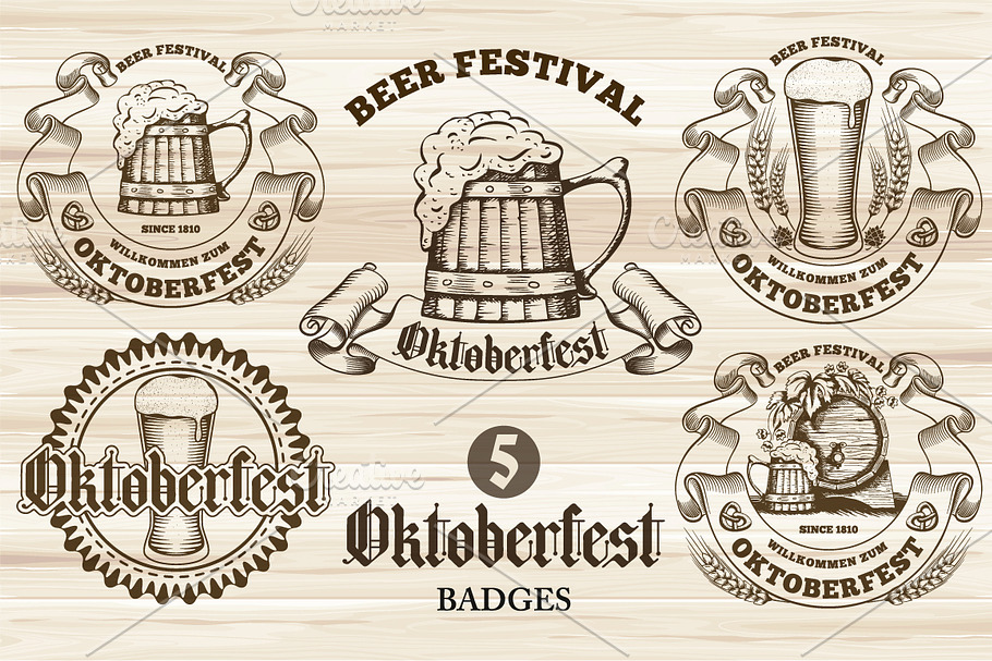 Vintage Oktoberfest badges in Logo Templates - product preview 8