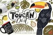 Toucan. Folk Art Graphic Set.