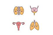 Smiling human internal organs icons