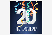 20 years anniversary vector icon