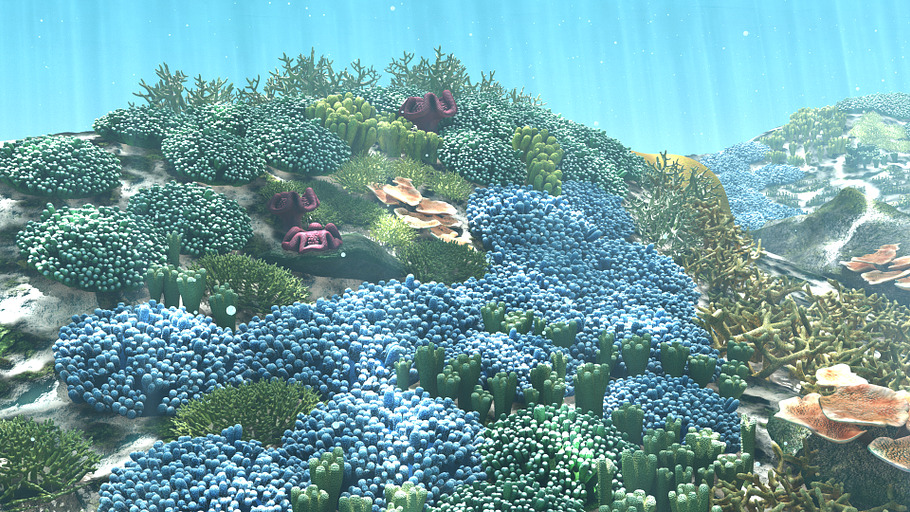 3D Cartoon Underwater Coral Reef Hab in Nature - product preview 3