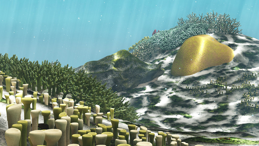 3D Cartoon Underwater Coral Reef Hab in Nature - product preview 7