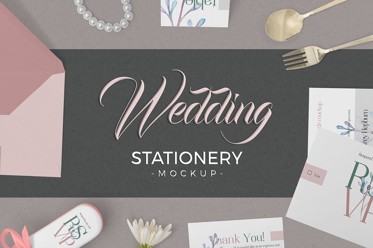 Elegant Wedding Stationery Mockups in Wedding Templates - product preview 8