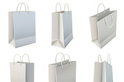 Blank white shopping bag icons set