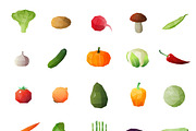 Vegetables polygonal images set