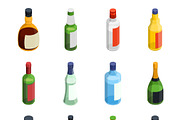 Alcohol isometric icon set