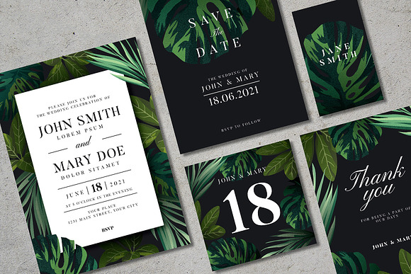 Tropical Wedding Invitation Suite in Wedding Templates - product preview 2