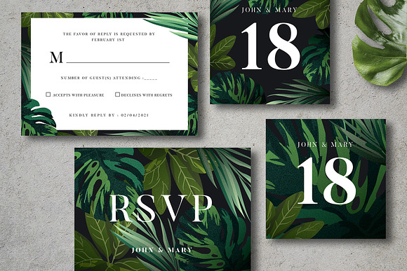 Tropical Wedding Invitation Suite in Wedding Templates - product preview 4