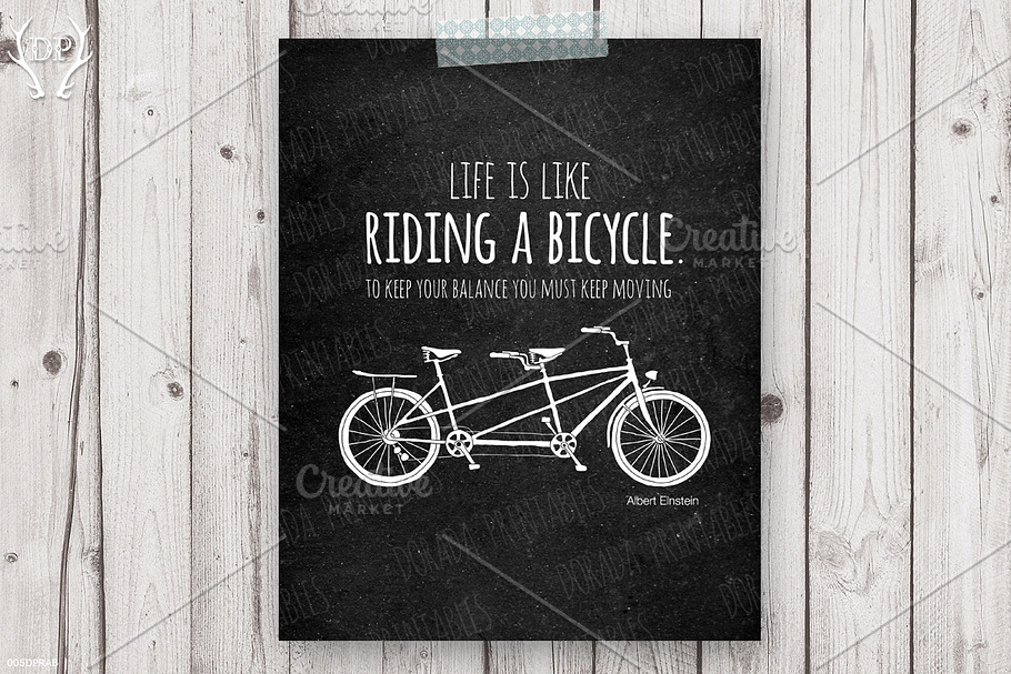 Tandem bicycle quote Einstein art