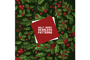 Holly berries seamless pattern