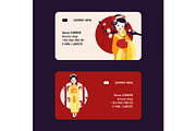 Geisha vector business-card Japanese