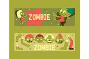 Cartoon zombie vector pattern