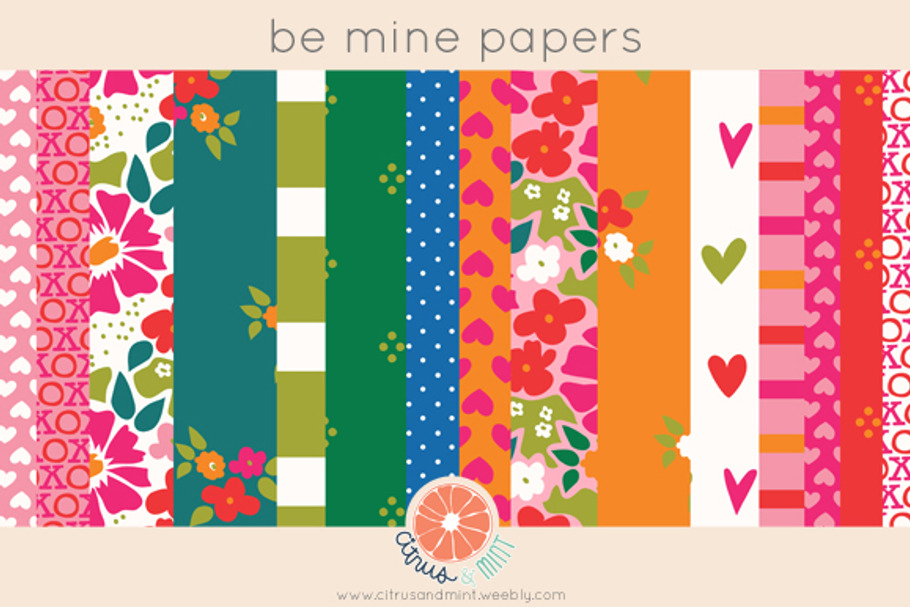Valentine Hearts Digital Papers in Illustrations - product preview 8