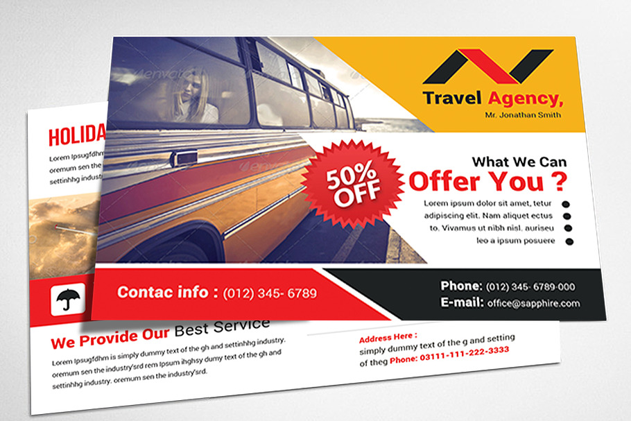 Travel Agency Postcard in Card Templates - product preview 8