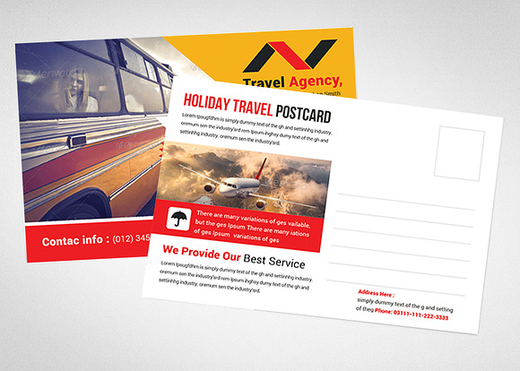 Travel Agency Postcard in Card Templates - product preview 1