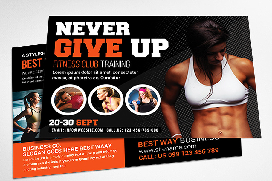 Fitness and GYM Post Card in Card Templates - product preview 8