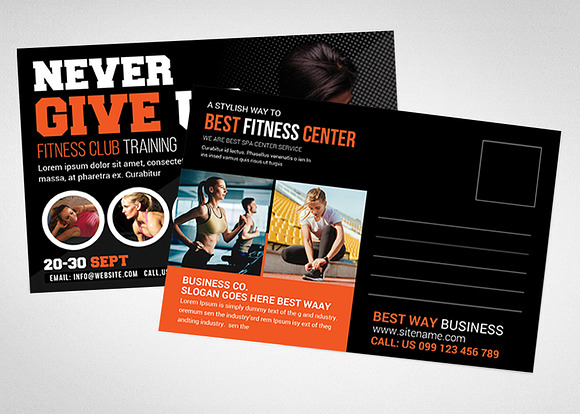 Fitness and GYM Post Card in Card Templates - product preview 1
