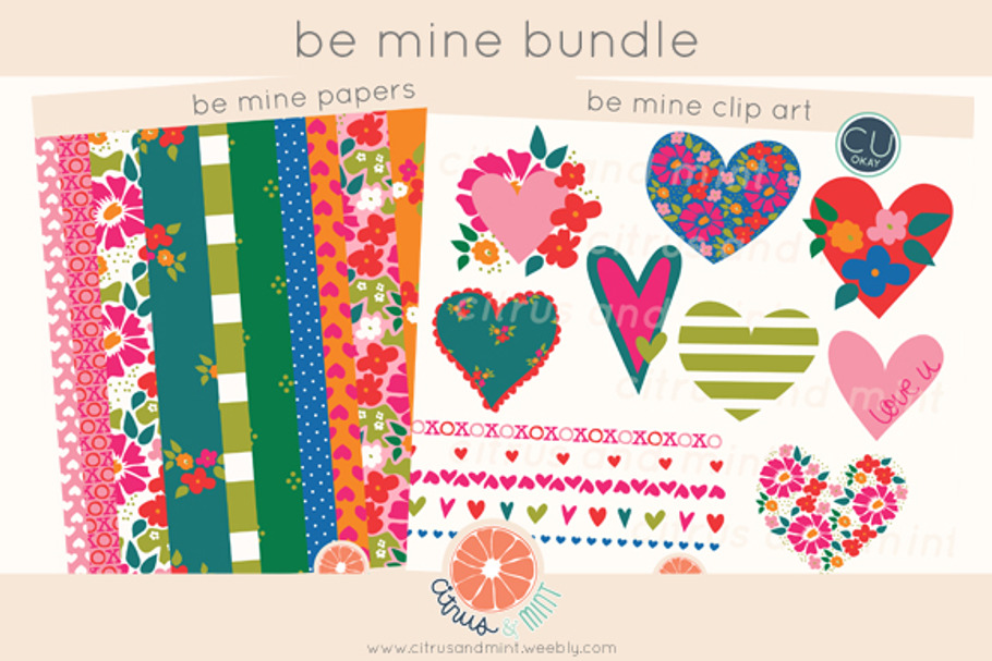 Hearts Clip Art/Paper Bundle in Illustrations - product preview 8