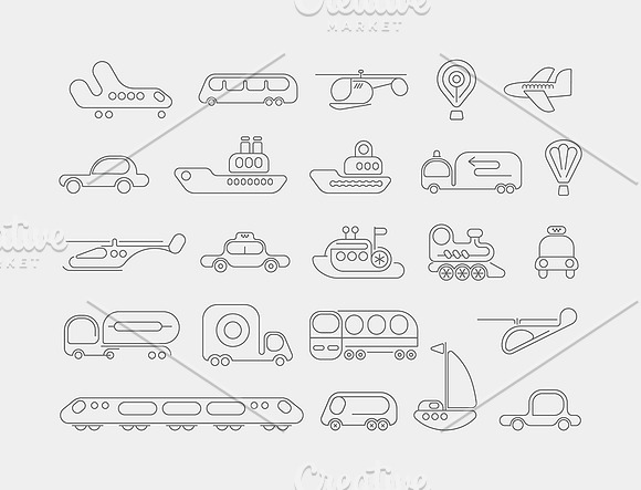 Transport neon vector icons set in Neon Icons - product preview 1