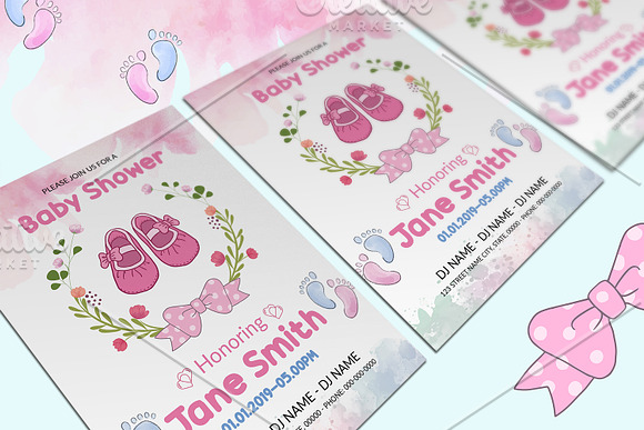 Baby Shower Invitation Flyer V1032 in Invitation Templates - product preview 2