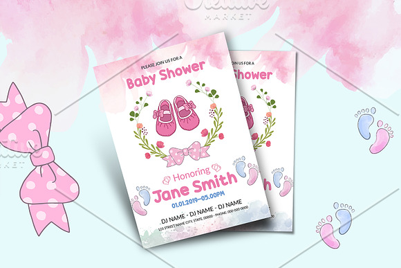 Baby Shower Invitation Flyer V1032 in Invitation Templates - product preview 3