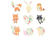 Cute Animals Decorated with Floral