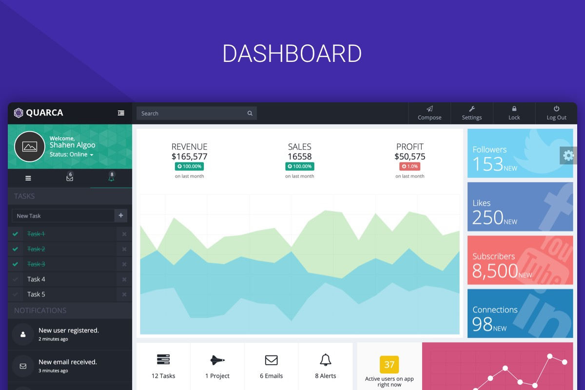 Quarca Bootstrap Dashboard Template in App Templates - product preview 8