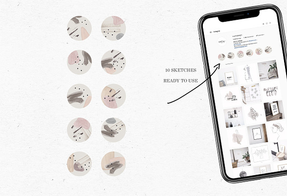 INSTAGRAM HIGHLIGHTS / story sketch in Instagram Templates - product preview 2