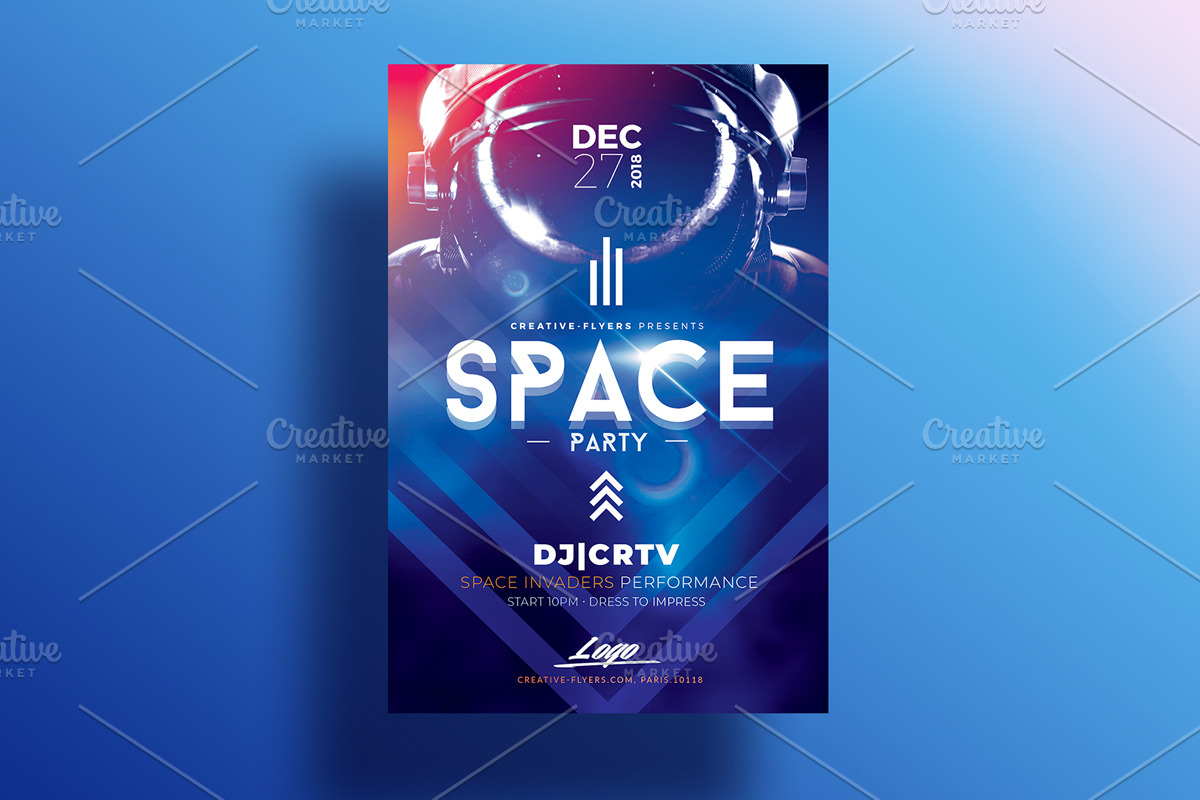 Space Party Flyer Template in Flyer Templates - product preview 8